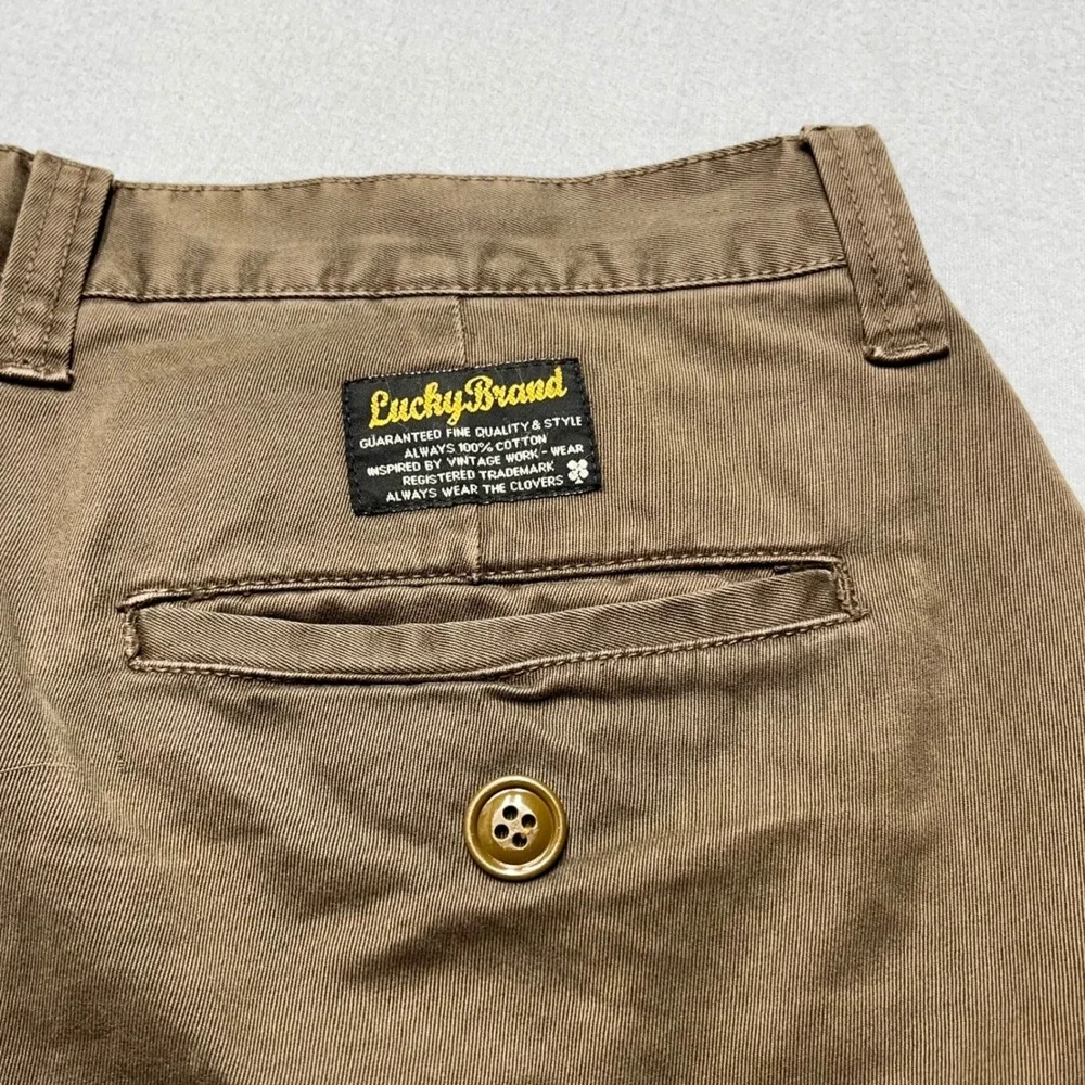 VTG Lucky Brand Mens Brown Cotton Twill Cargo Shorts Utility Workwear 32 Y2K‎